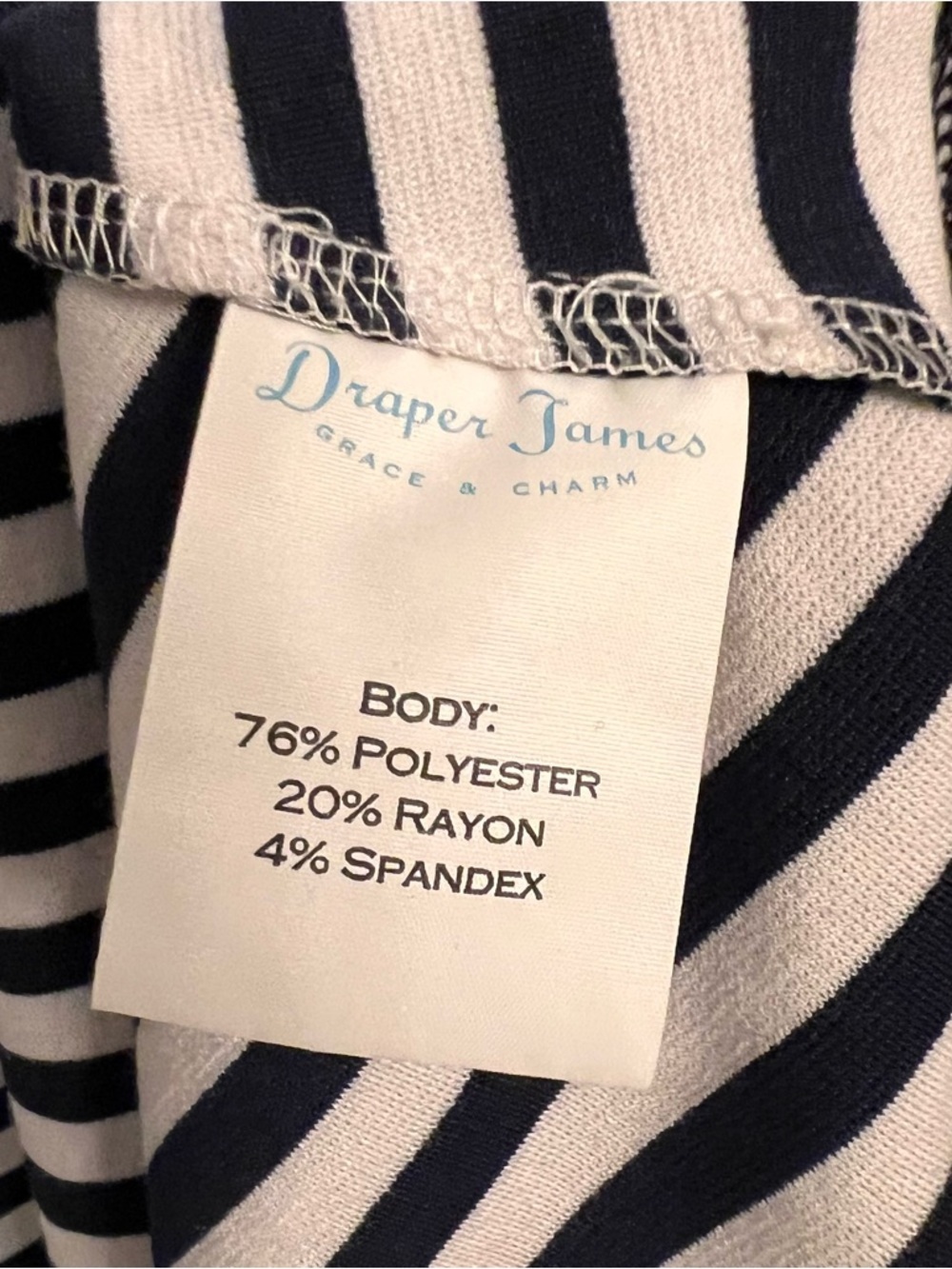 Draper James Striped Coral Navy Blue White A-Line Cap Sleeve Knit Dress Large - Picture 5 of 6